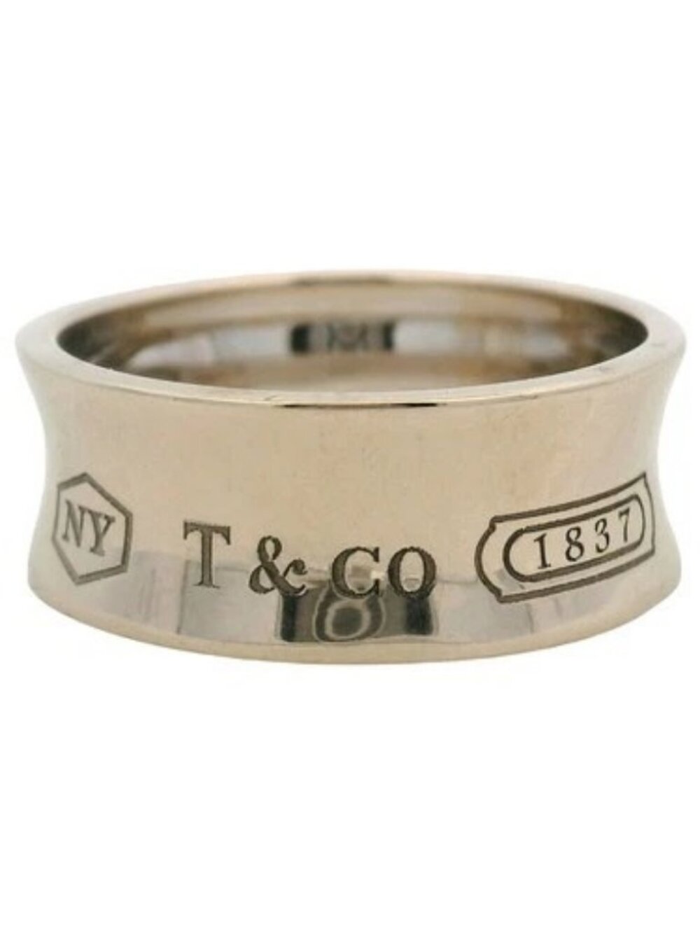 Tiffany & Co Solid 18kt White Gold 1837 Medium Concave Band Size 7